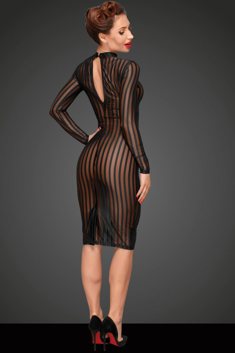 Classic dress made of elastic tulle - back view