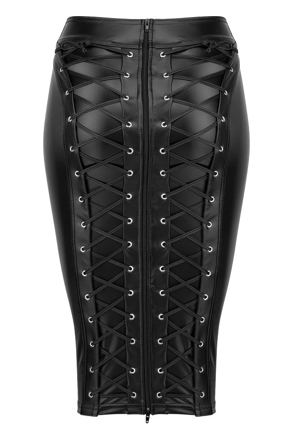 Wetlook Pencil Skirt from back